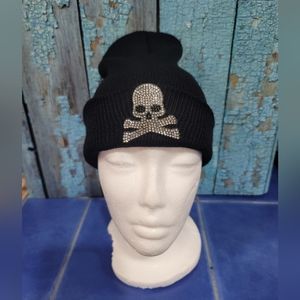 Knit Rhinestone Skull beanie
